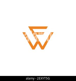 letter fw simple link line geometric flat logo vector Stock Vector
