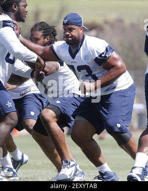 Dallas Cowboys center Travis Frederick at training camp in Oxnard, Calif.,  on Friday, July 25, 2014. (Photo by Ron T. Ennis/Fort Worth  Star-Telegram/MCT/Sipa USA Stock Photo - Alamy