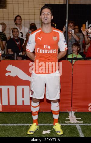 Arsenal soccer player Mikel Arteta from Spain poses in new uniform inside Grand Central Terminal as he attends Puma Partners with Arsenal event in New York NY on July 25 2014. Photo