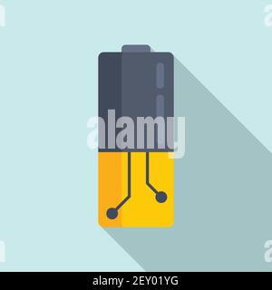 Nanotechnology battery icon, flat style Stock Vector