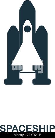 Spaceship icon. Flat style icon design. UI. Illustration of spaceship icon. Pictogram isolated on white. Ready to use in web design, apps, software Stock Vector