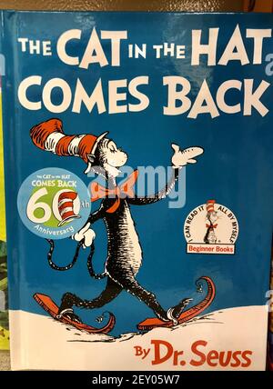 OCEAN SPRINGS, UNITED STATES - Mar 02, 2021: Close-up of “The Cat in the Hat Comes Back” by Dr. Seuss Stock Photo