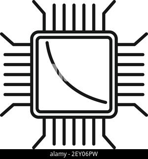 Nanotechnology pc microchip icon, outline style Stock Vector