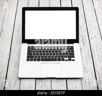 Open laptop with isolated screen Stock Photo