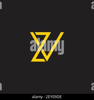 letter zv simple overlapping flat line geometric logo vector Stock Vector