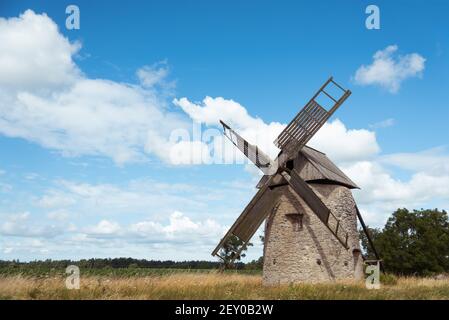 Windmill on the island Gotland, Sweden Stock Photo