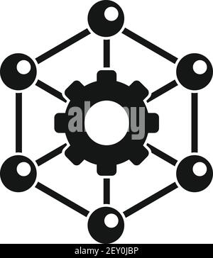 Nanotechnology gear structure icon, simple style Stock Vector