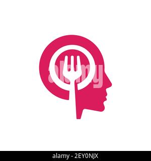 Food Power Head Symbol. Web Icon Logo Template Design Element. Stock Vector