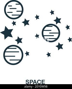 Space icon. Flat style icon design. UI. Illustration of space icon. Pictogram isolated on white. Ready to use in web design, apps, software, print. Stock Vector