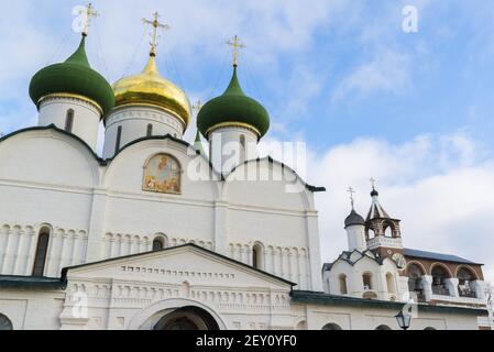 Transfiguration Cathedral in St. Euthymius monastery at Suzdal was built the 16th century. Golden Ring of Russia Travel Stock Photo