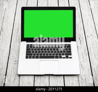 Open laptop with isolated screen Stock Photo