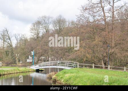 Wooden Steel bridge in the Park Sonsbeek in Arnhem, the Netherlands Stock Photo