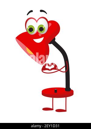 Funny School Table Lamp with eyes on white background, flat design vector illustration Stock Vector