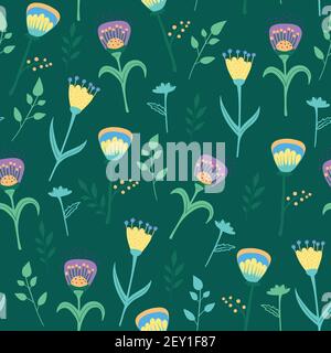 Blossom Floral pattern in the blooming botanical Motifs scattered random. Seamless vector texture. For fashion prints. Printing with in hand drawn sty Stock Vector