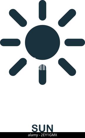 Sun icon. Flat style icon design. UI. Illustration of sun icon. Pictogram isolated on white. Ready to use in web design, apps, software, print. Stock Vector