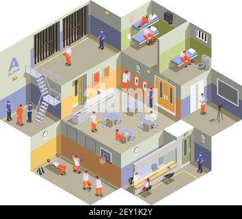 Prison Jail Penitentiary Building, vector illustration cartoon Stock ...