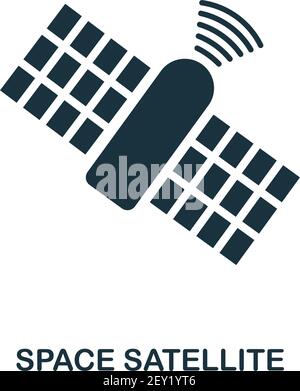 Space Satellite icon. Flat style icon design. UI. Illustration of space satellite icon. Pictogram isolated on white. Ready to use in web design, apps Stock Vector