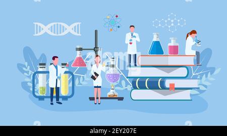 Medical laboratory research with science glass Stock Vector