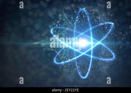 Model of atom and elementary particles. Physics concept. 3D rendered illustration. Stock Photo