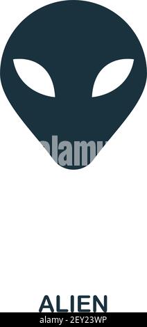 Alien icon. Flat style icon design. UI. Illustration of alien icon. Pictogram isolated on white. Ready to use in web design, apps, software, print. Stock Vector