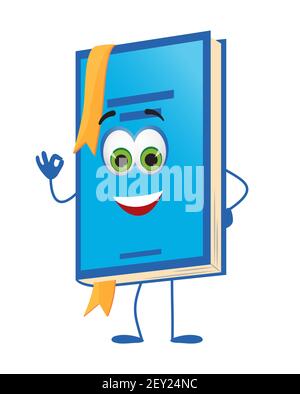 Funny School Book with eyes on white background, flat design vector illustration Stock Vector