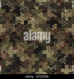 Cross pavement ornament seamless pattern. Camouflage mosaics wallpaper Stock Vector