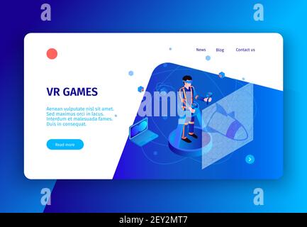 Isometric people interfaces concept banner with clickable links buttons and text with conceptual images and electronics vector illustration Stock Vector