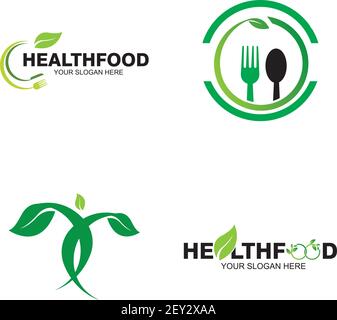 healthy food logo vector design icon illustration Stock Vector