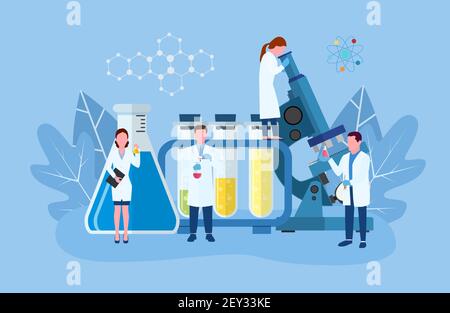 Medical laboratory research with science glass Stock Vector