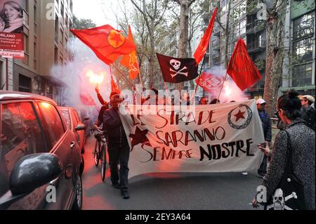 Milan (Italy), Giambellino district, demonstration of inhabitants against degradation Stock Photo