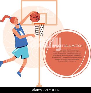 Little girl plays basketball. Flat design concept with cute baby hitting a  ball. Vector illustration isolated on white background Stock Vector Image &  Art - Alamy