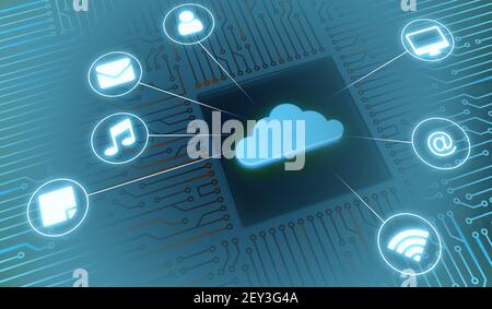 Cloud computing concept. 3D rendered illustration Stock Photo - Alamy