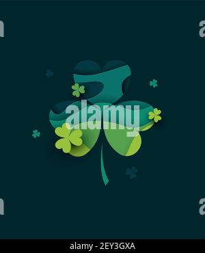 three leaf green clover, an attribute to St Patricks day, abstract clover vector illustration Stock Vector