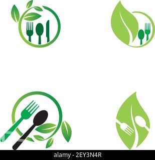 healthy food logo vector design icon illustration Stock Vector