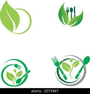 healthy food logo vector design icon illustration Stock Vector