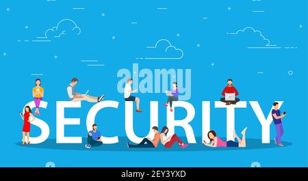 Security concept people using mobile gadgets Stock Vector