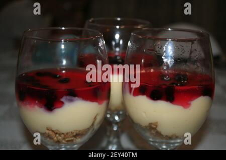 pudding in glas Stock Photo