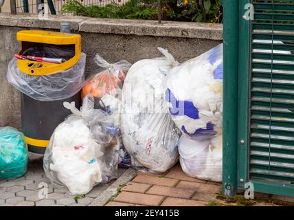 bin, garbage is pile lots dump, pollution from trash plastic waste ...