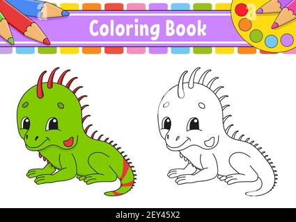 Coloring book for kids. Cartoon character. Vector illustration. Black contour silhouette. Isolated on white background. Animal theme. Stock Vector