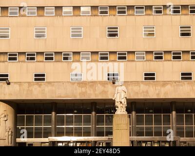 Christopher Columbus statue outside of New York State Supreme court building in Brooklyn NYC Stock Photo