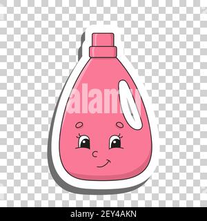 Cute cartoon character. Sticker with contour. Colorful vector illustration. Isolated on transparent background. Design element Stock Vector