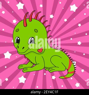 Cute cartoon character. Colorful vector illustration. Isolated on color background. Template for your design. Animal theme. Stock Vector