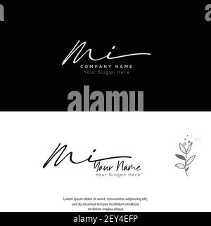 M I MI Initial letter handwriting and signature logo. Beauty vector initial logo .Fashion, boutique, floral and botanical Stock Vector