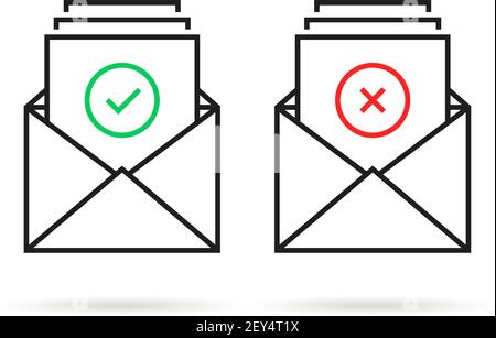 confirm and rejection with two linear email Stock Vector