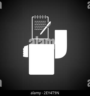 Waiter Take Oder Icon. White on Black Background. Vector Illustration. Stock Vector