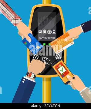 Hands with transport card, Stock Vector