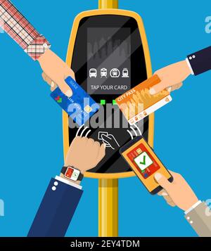 Hands with transport card, Stock Vector