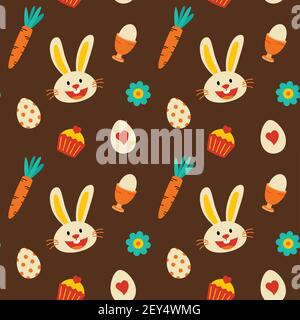 Easter decorative elements pattern seamless brown color. Use for fabric, print, textile, wrapping, background, package, clothing. Stock Vector