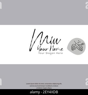 M W MW M M MM Initial letter handwriting and signature logo. Beauty vector initial logo .Fashion, boutique, floral and botanical Stock Vector