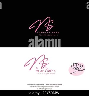 N S NS Initial letter handwriting and signature logo. Beauty vector initial logo .Fashion, boutique, floral and botanical Stock Vector